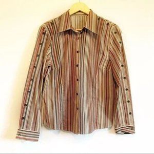 Eric Alexandre multi stripes button front blouse M